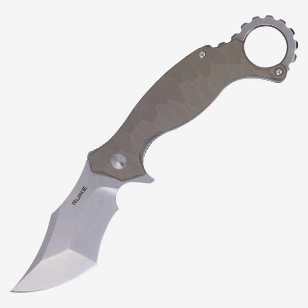 Нож Керамбит складной RUiKE P881 (Сталь_14C28N/Песочный_G10)